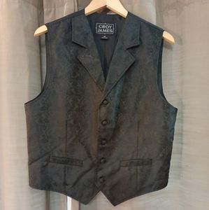 Cody James Black Paisley Print Button Vest Medium